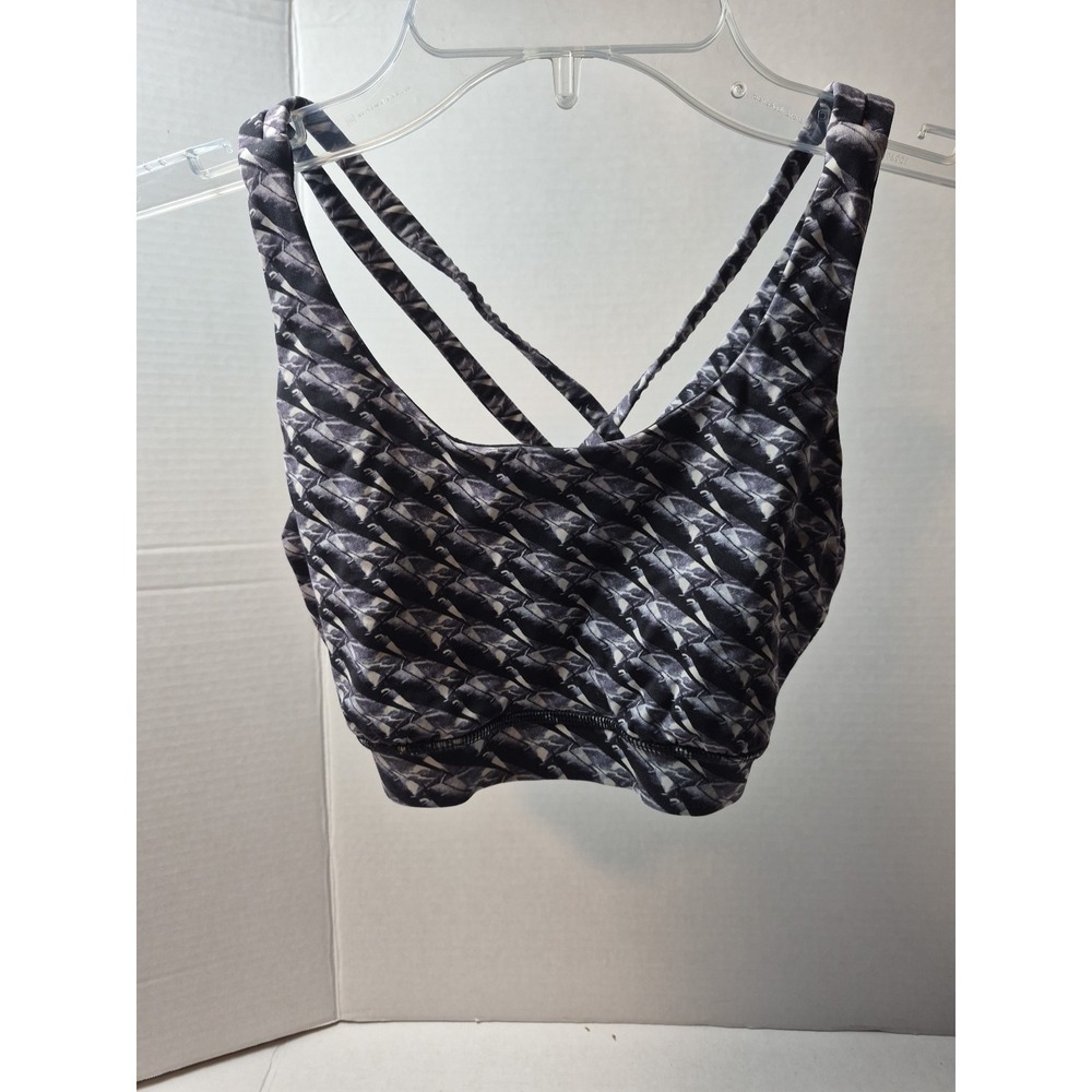 Lululemon Free To Be Elevated Sports Bra S Black White Pattern no Pads Yoga Gym
